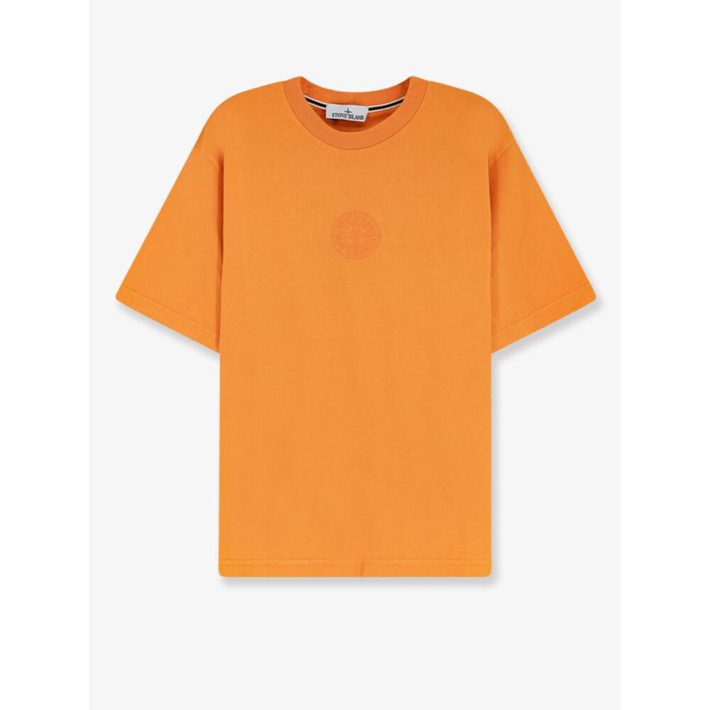Stone Island Men Cotton T-Shirt With Tone-On-Tone Logo Print On The Front